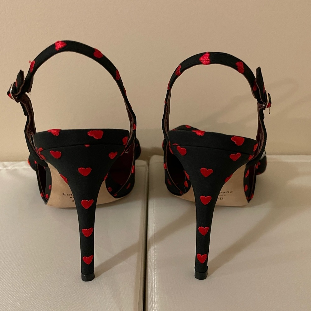 NEW kate spade Sheela Sling Taffeta with Hearts Size 8.5 - Picture 6 of 15